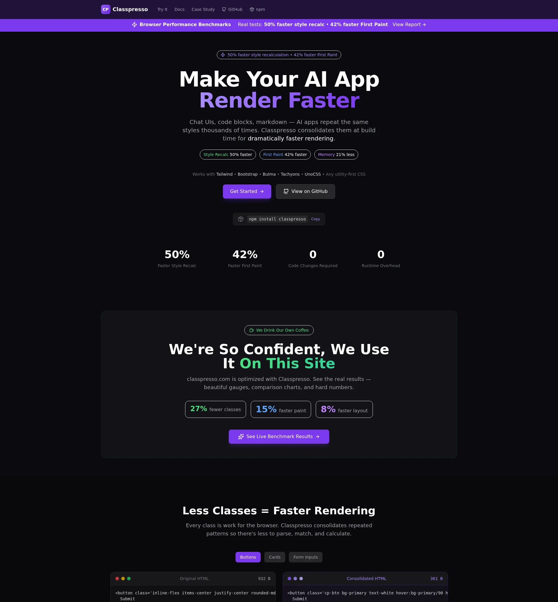 Classpresso website screenshot