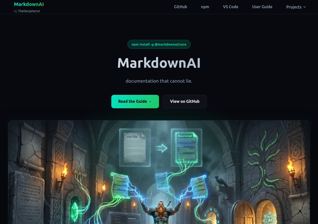 MarkdownAI website screenshot