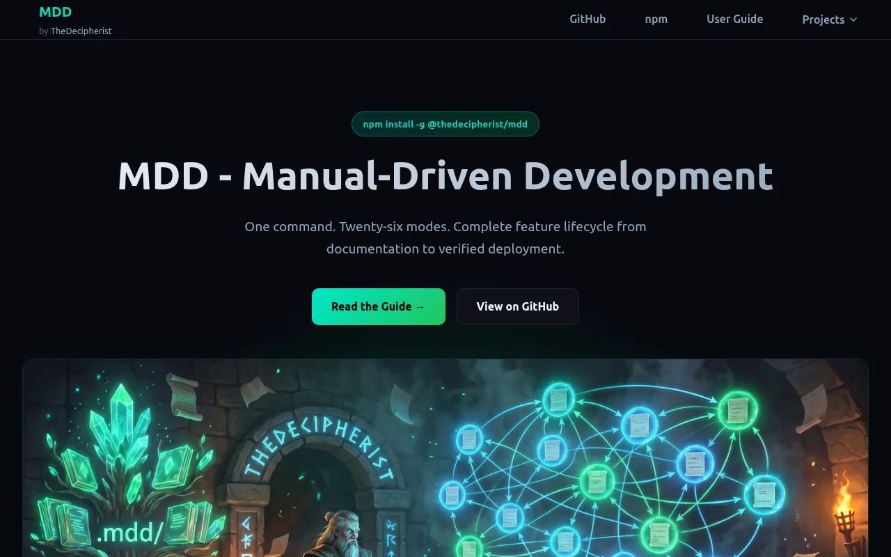MDD - Manual-Driven Development website screenshot
