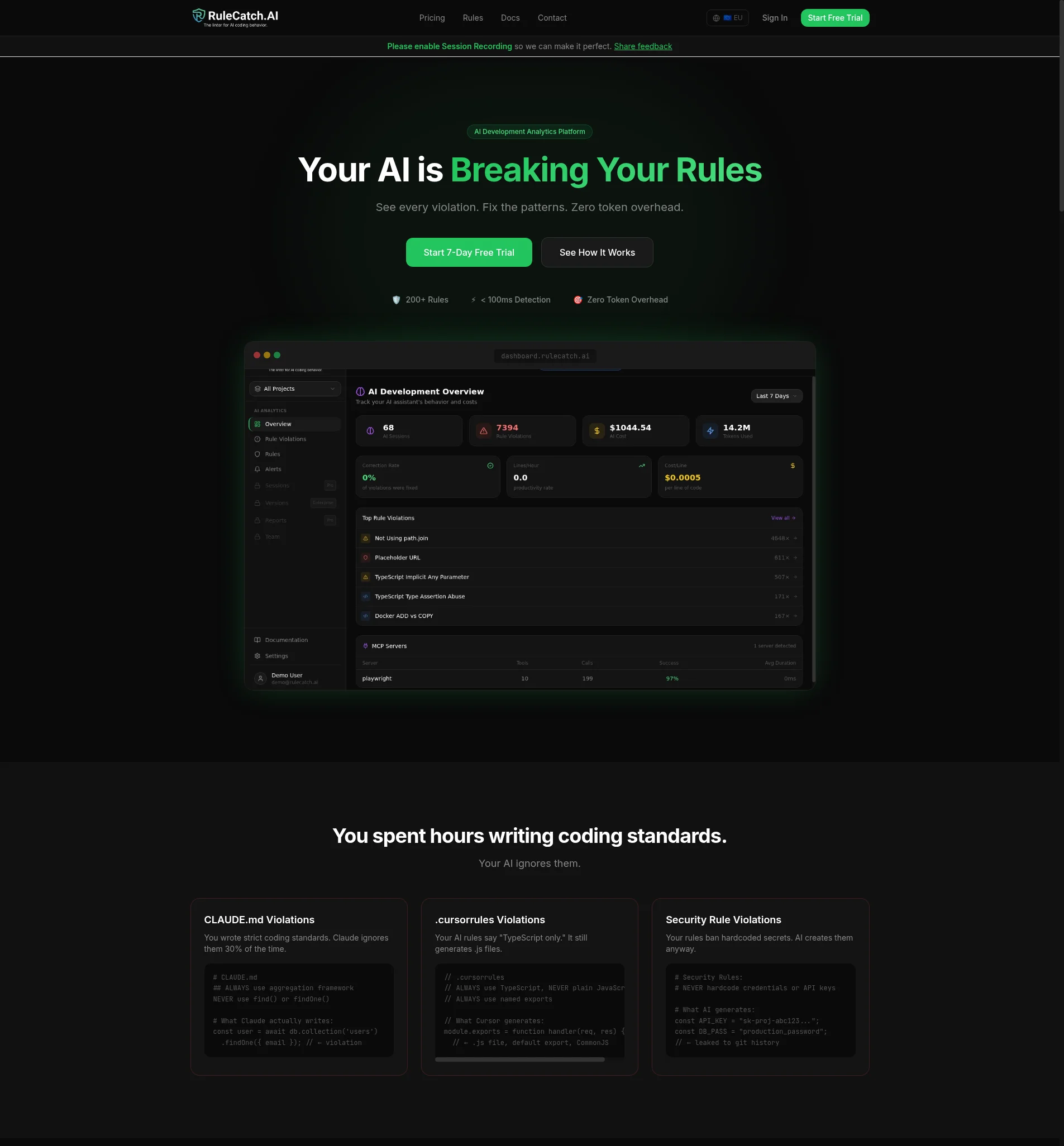 RuleCatch website screenshot