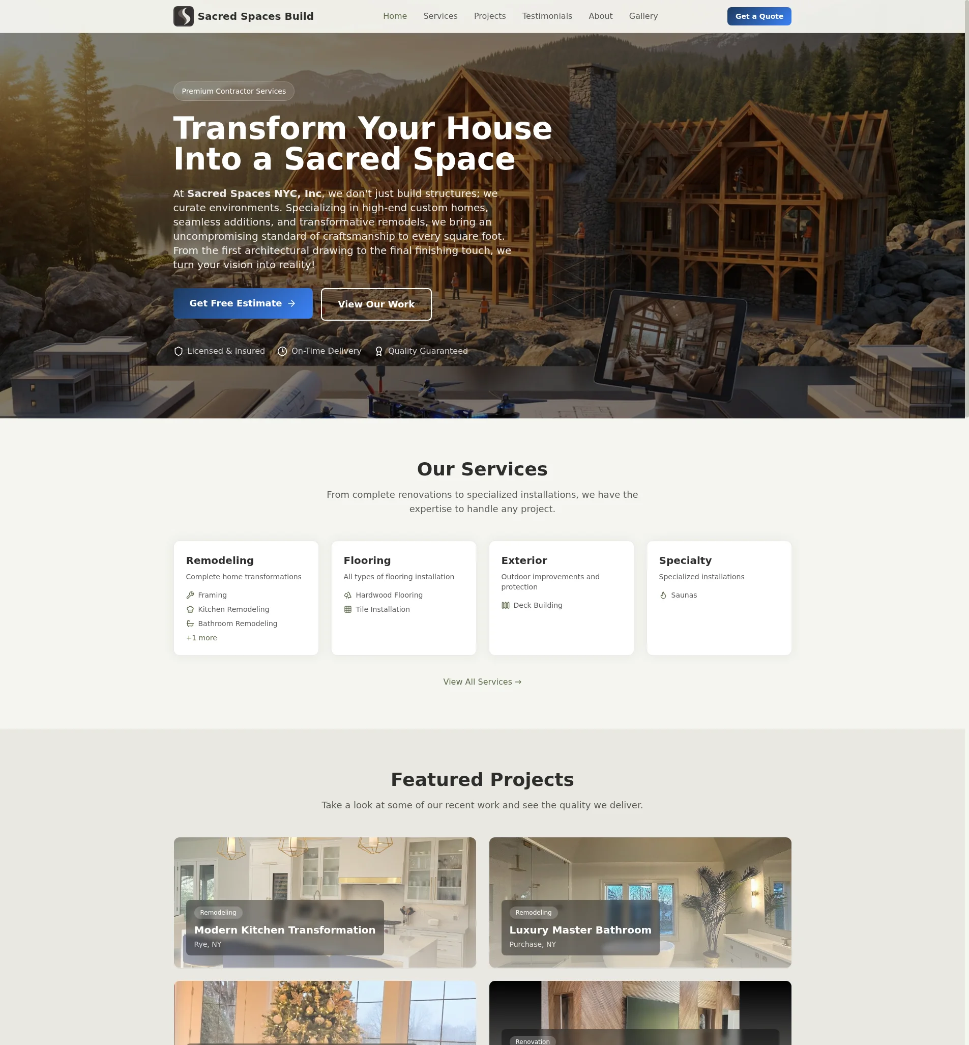 Sacred Spaces Build website screenshot