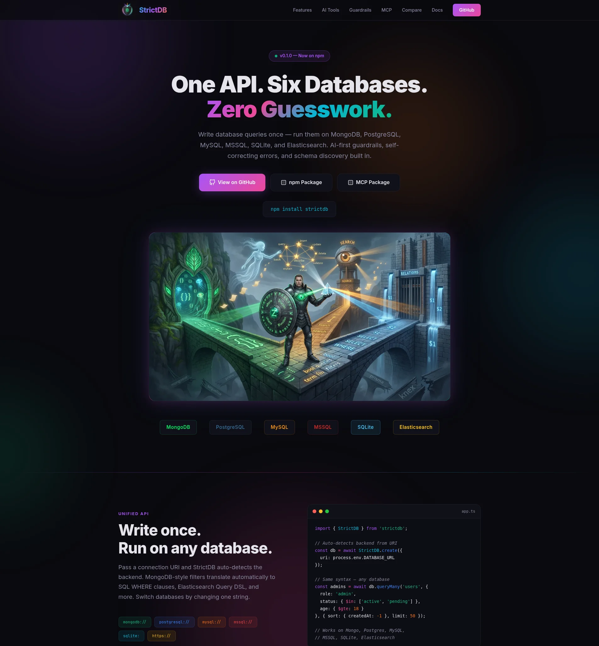 StrictDB website screenshot