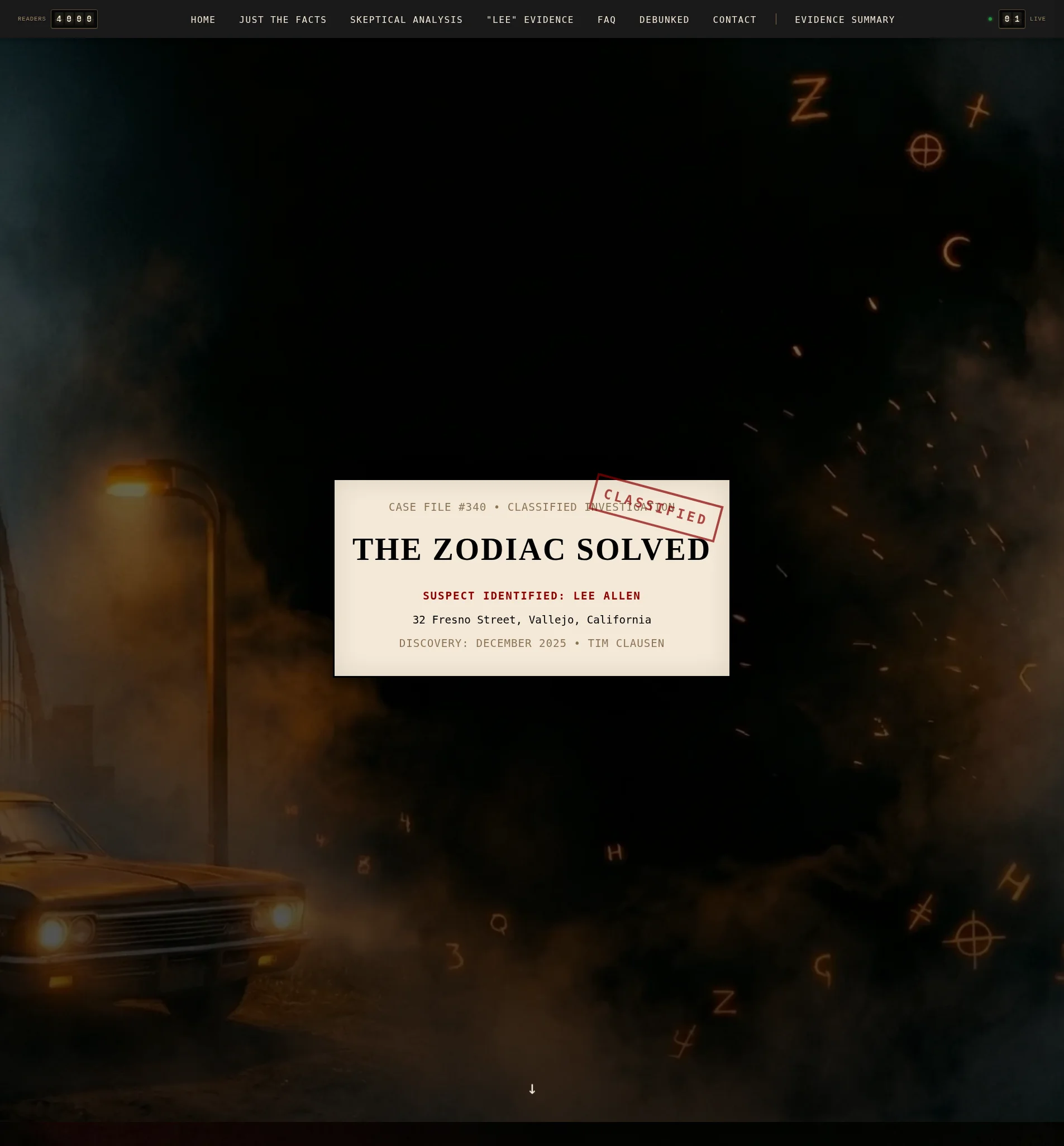 The Zodiac Solved website screenshot